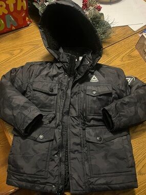 Reebok Kids Black Hooded Puffer Jacket